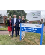 Four people stood outside Clatterbridge Cancer Centre